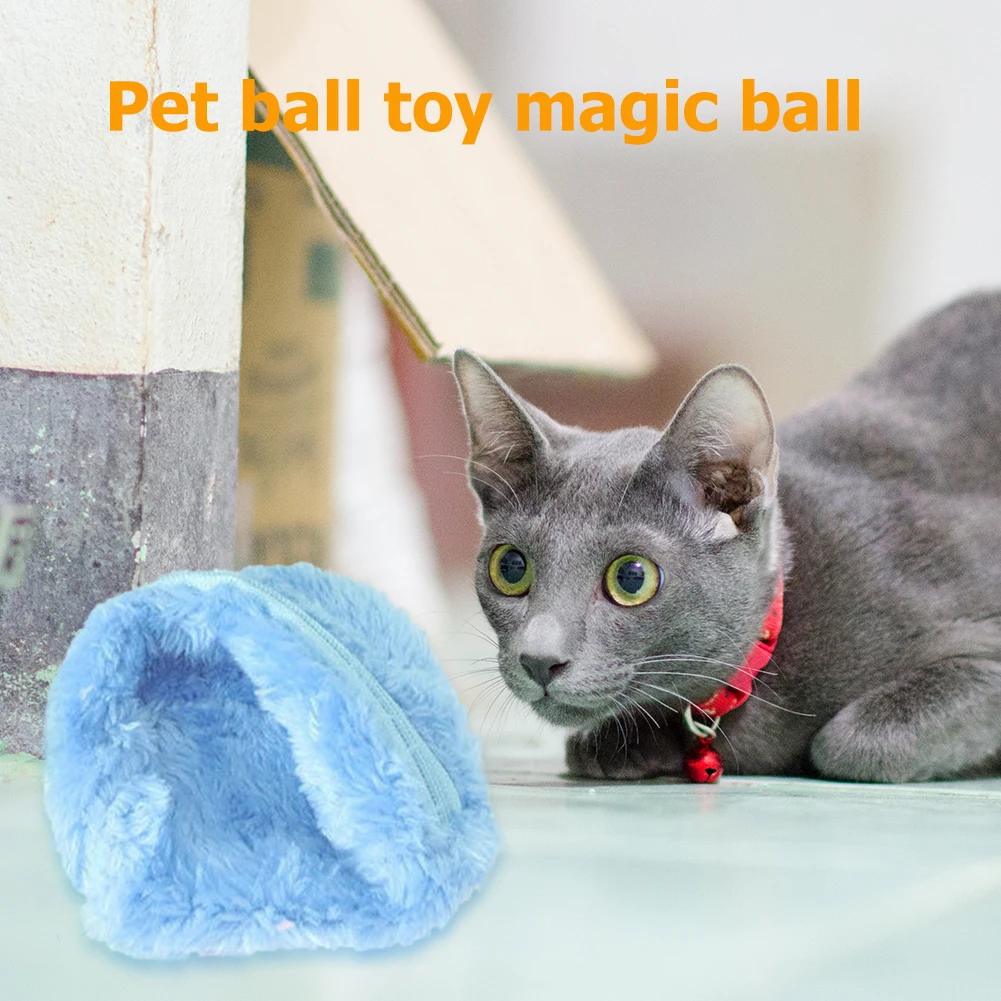 5pcs Automatic Dog Cat Balls Battery Powered Automatic Pet Toy Interactive Toys Funny Rolling Toys with 4 Plush Caps for Puppy