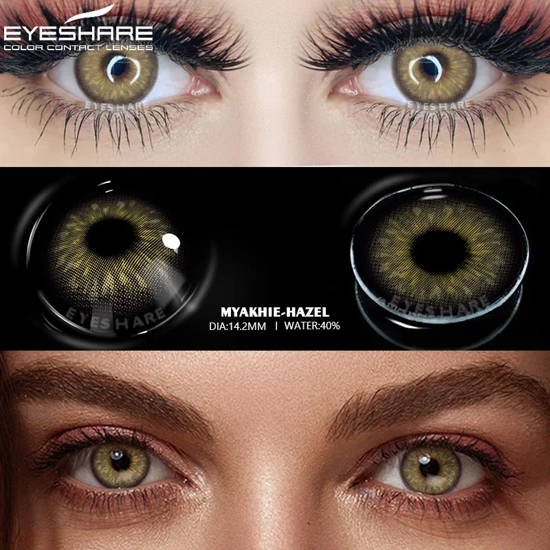 EYESHARE 1Pair Color Contact Lenses for Eyes Brown Colorful Eyes Lenses Green Lens Yearly Cosmetic Makeup Gray Eye Contacts Lens