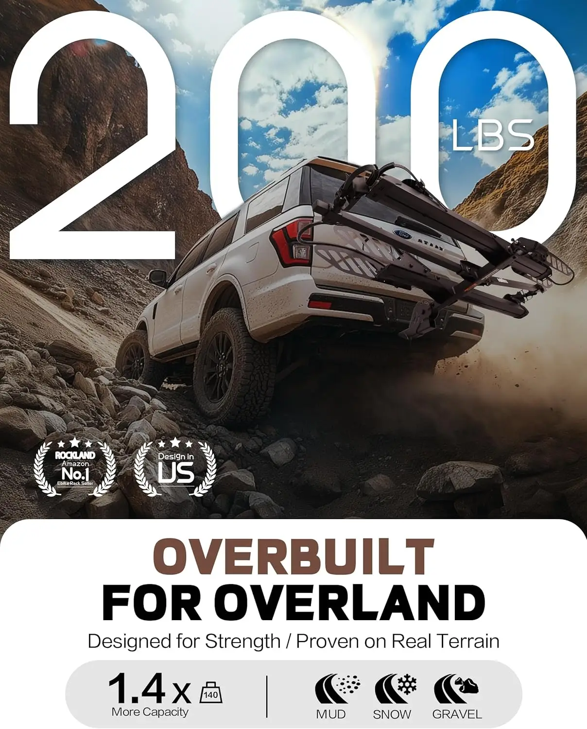 Foldable 2-Bike Rack with Ramp, 200 lbs Capacity, Hitch Mount for Cars SUVs Vans RVs