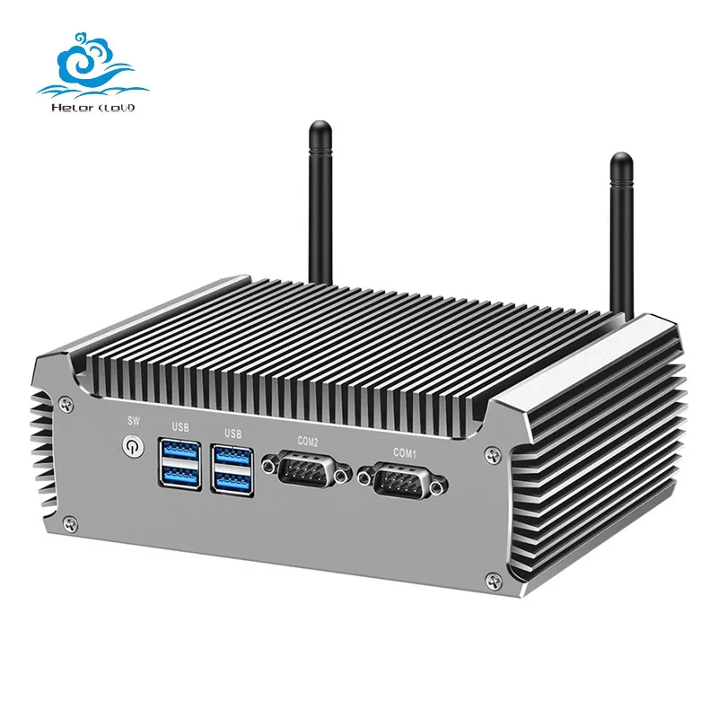 Helorpc 2LAN2COM Industriële Mini PC met Inter i5-5200U/I7-5500U Ondersteuning Win10/11 Linux Pfense WiFi Firewall Fanless Computer