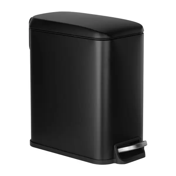 

Slim 6L Steel Trash Can with Step Pedal & Soft Close Lid, Black