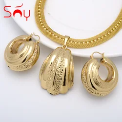 Sunny Jewelry Sets Fashion African Exaggerated Earrings Pendant Necklace For Women Girl Large Light Style Wedding Party Gifts