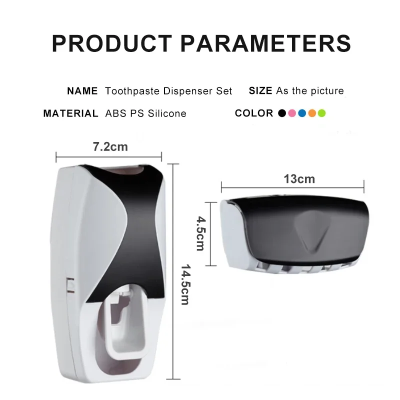 Automatic Toothpaste Dispenser Wall mounted Bathroom Accessories Set Holder Storage Rack Dust-proof Toothbrush Squeezer