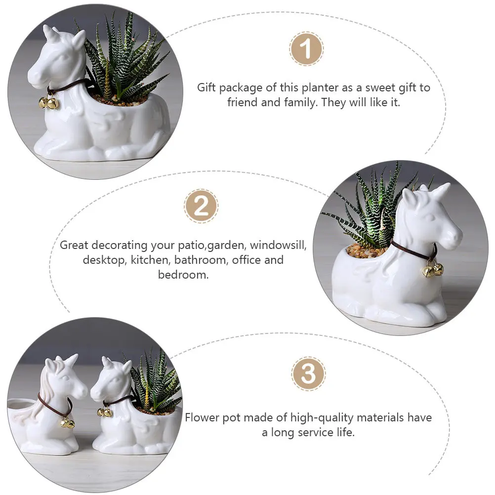 

Миниатюрный кашпо в форме единорога, премиум-класса, керамический, для декора рабочего стола, очаровательный, для дома, офиса, подоконника
