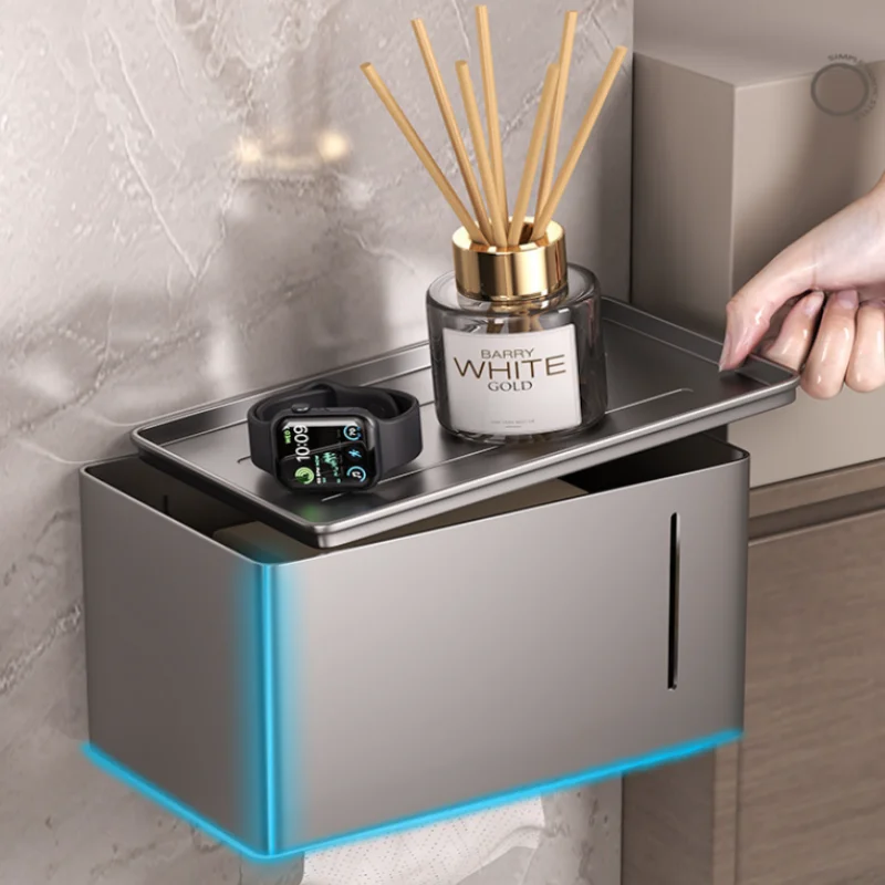 

Серый держатель для салфеток в ванной комнате с держателем для телефона Серый держатель для бумаги Стойка для рулона бумаги с молоком и кремом Настенная коробка для салфеток