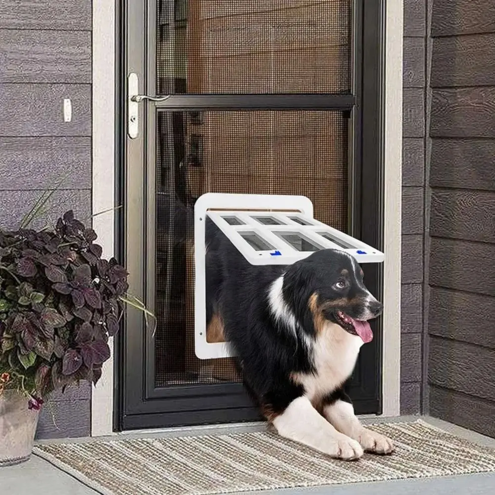 

Free Entry Pet Screen Door 2 Way Locking Magnetic Closure Cats Window Gate Lockable Easy Install Lattice Cat Door Hole Garden