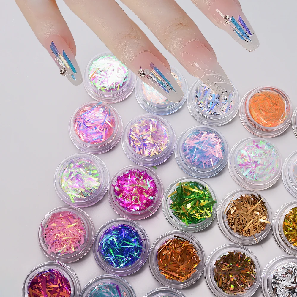 1BOX Y2K Ice Cube Candy Paper Nail Art Cellophane Laser Aurora Colorful Irregular Stickers DIY Design Manicure Sequins 32 Colors