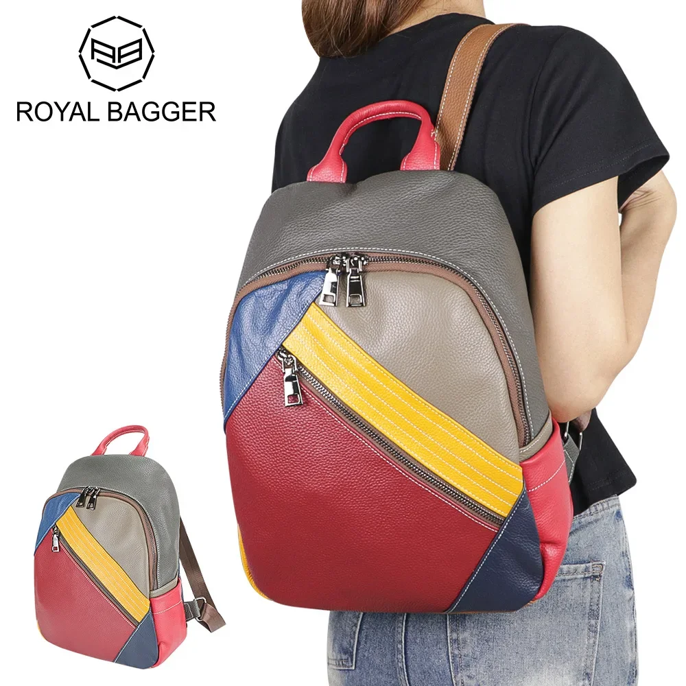 

Royal Bagger Fashion Retro Backpacks Large Capacity Shoulder Handbag Genuine Leather Women's Outdoor Travel Backpack 2490