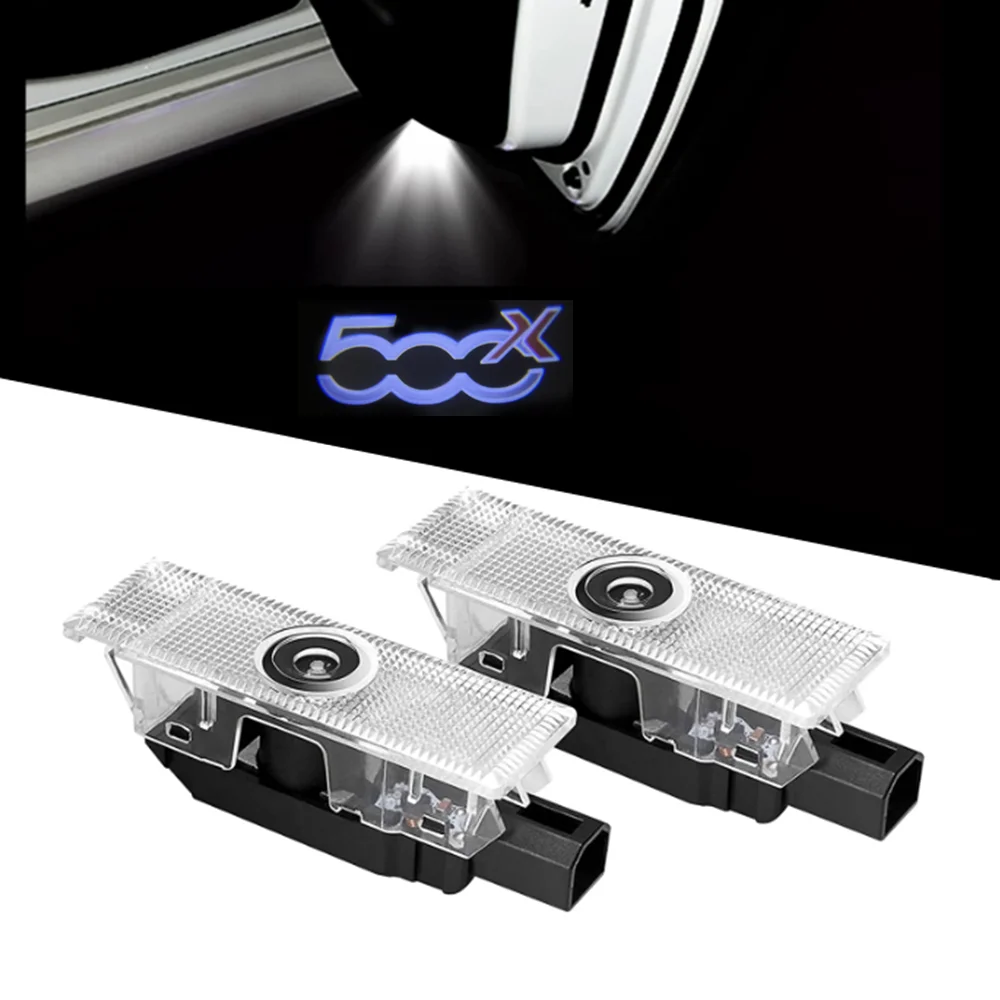 

2PCS LED Car Door Welcome Lights Projector Logo Lamp For FIAT 500x 500L PUNTO-01 Ghost Shadow Lamp Auto Accessory