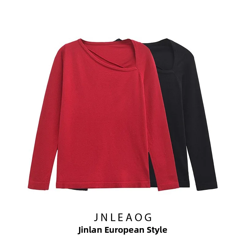 

JNLEAOG New Women's Faion Silk And Wool Blend Thin Knitted Sweater Loose Fit Long Sve round Ne Color for Teens