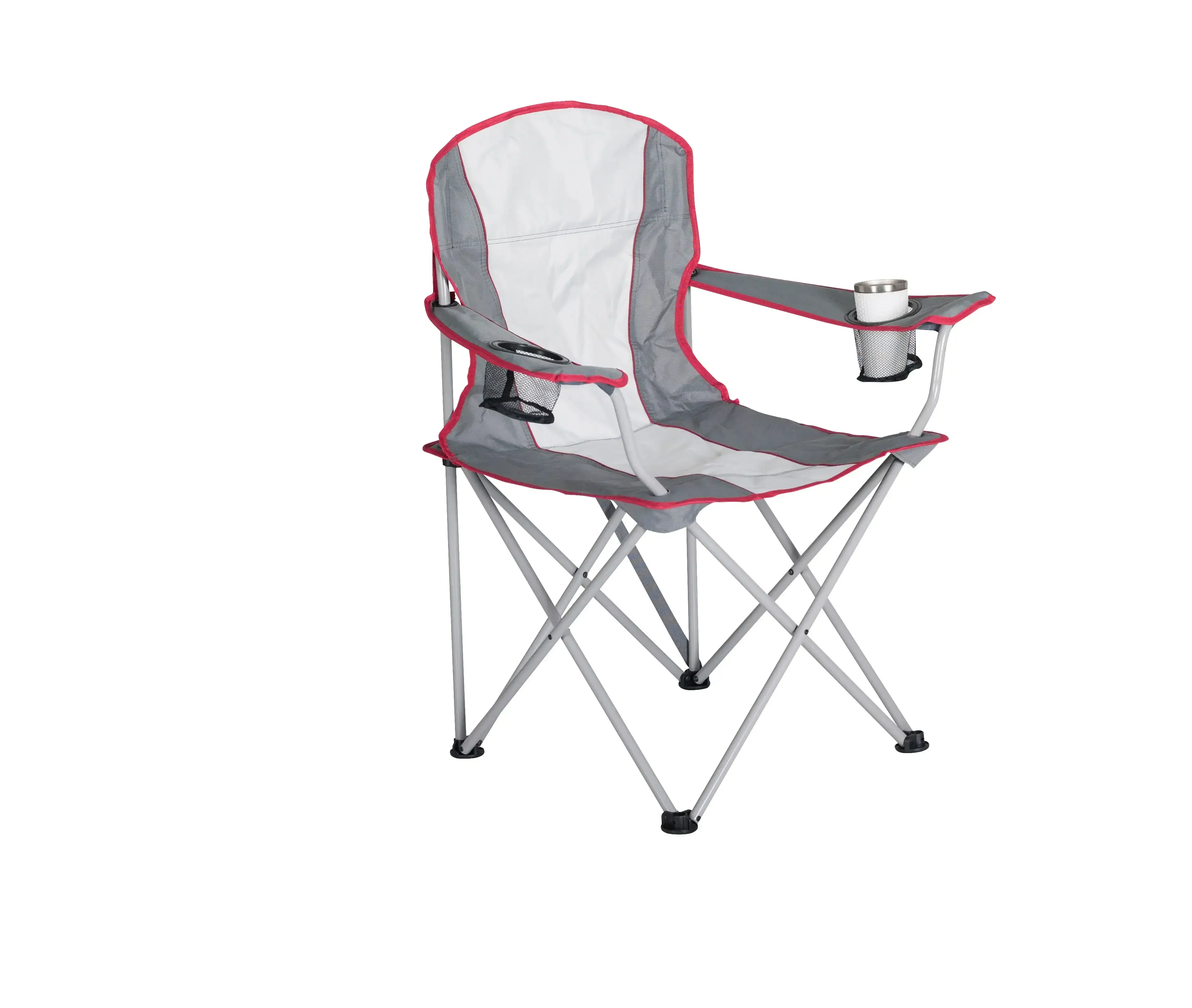 Adult Oversized Quad Chair 9.2lbs Off White & Gray Made From Durable Polyester Fabric with A Steel Frame