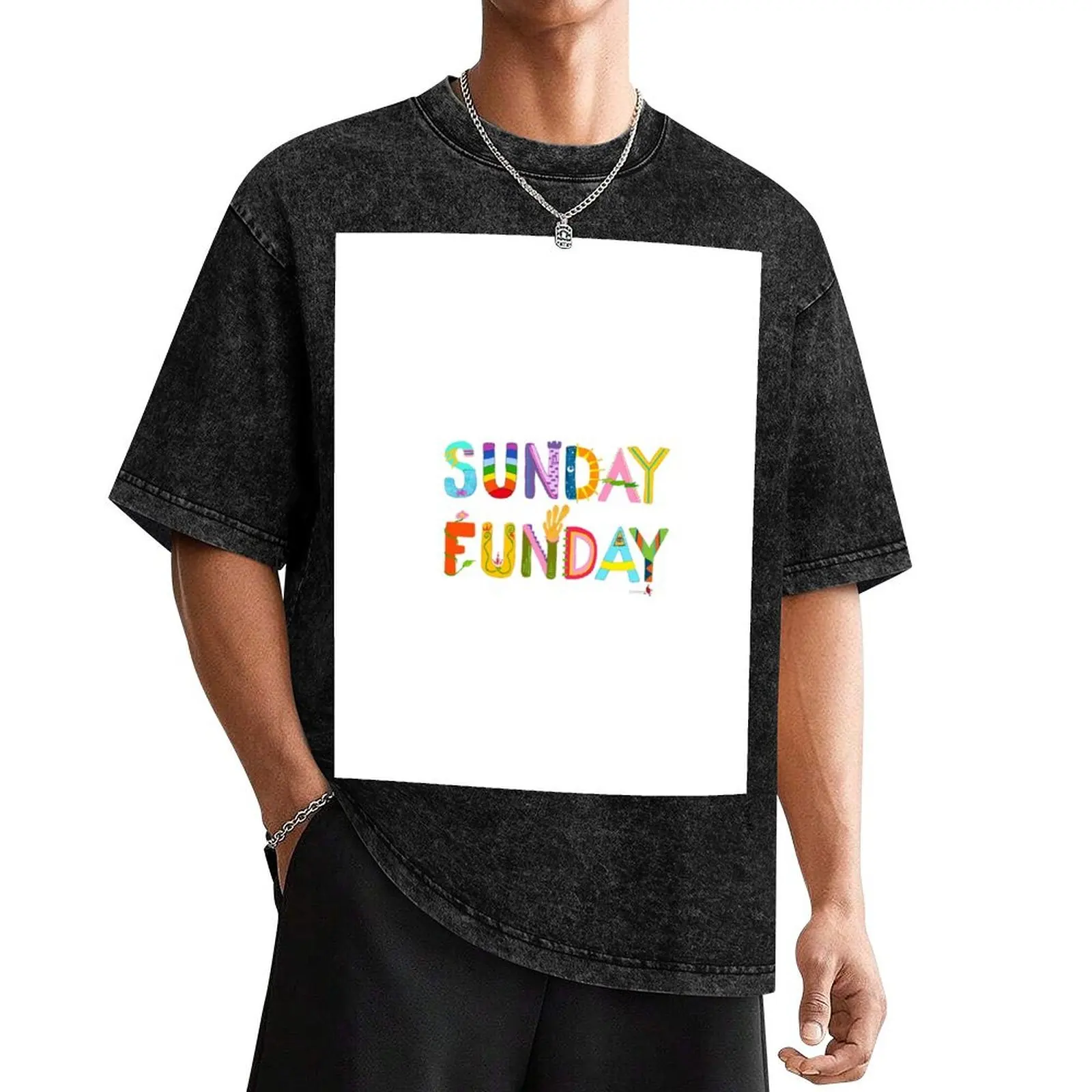 Sunday Funday T-Shirt graphic shirts funny shirt cotton oversized graphic tee t shirts for men pack