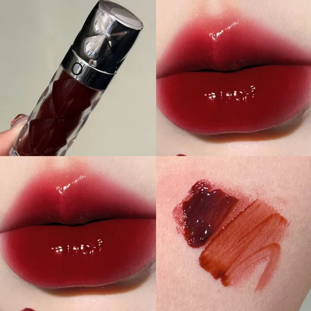 Water Crystal Glass Lip Gloss Sexy Red Lip Tint Dyeing Mirror Lip Stick Affordable Non-Stick Cup Lip Plumper Cosmetic Lip Glaze