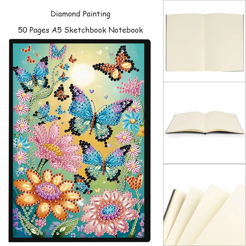 50 страниц A5 специальной формы, цветок, животное, инкрустированный бриллиантами, блокнот ручной работы, дрель, живопись, беспроводная полоска, дневник для мальчиков и девочек