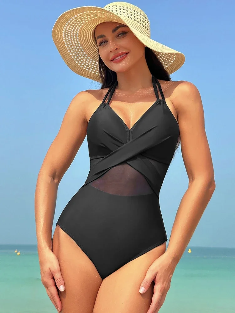 

Jucleo One-piece Swimsuit Women Swimwear Plus Size Sexy Mesh Thong Monokini 2024 Bathing Suit Female Skirt Beach Bather Bikini