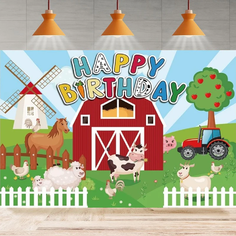 Red Barn Photography Backdrop Farm Farm Animals Theme For Kids Birthday Party Background Home Party Backdrop Wall Banner Decor