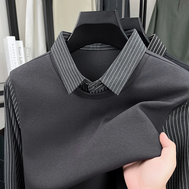 2026 Autumn Men's High Quality t shirts Comfortable Versatile Casual Long Sleeve T-Shirt Men Fashion Trend Loose Large Size Top