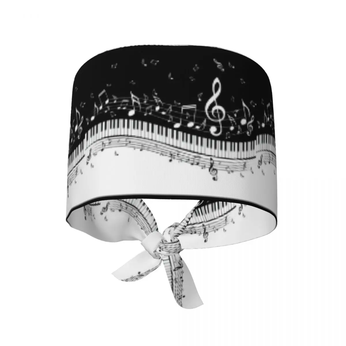 Abstract Piano Keys With Musical Notes Scrub Hat Doctor Working Surgical Cap Unisex Adjustable Nursing Caps for Dentist