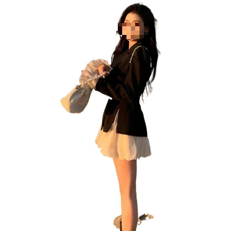 Luxury Set for Women 2024 Autumn New Small Korean Edition Goddess Style Coat  Short Skirt