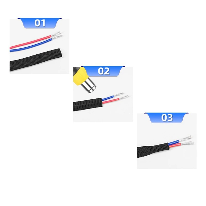 WISH Shrinkable Braided Cable Sleeve Insulation Fireproof Protective Sleeve For Heat Shrinkable Tube Cable Finisher