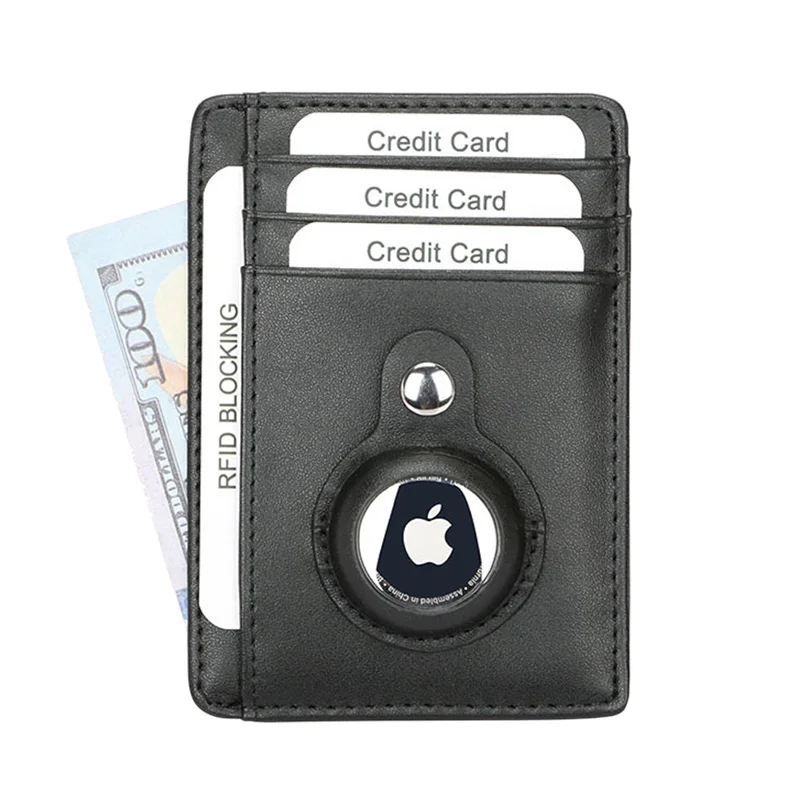 Mały portfel na karty kredytowe Rfid z prawdziwej skóry z uchwytem na etykiety powietrzne Zabezpieczenie przed kradzieżą Etui na karty kredytowe Airtag Badge Holder