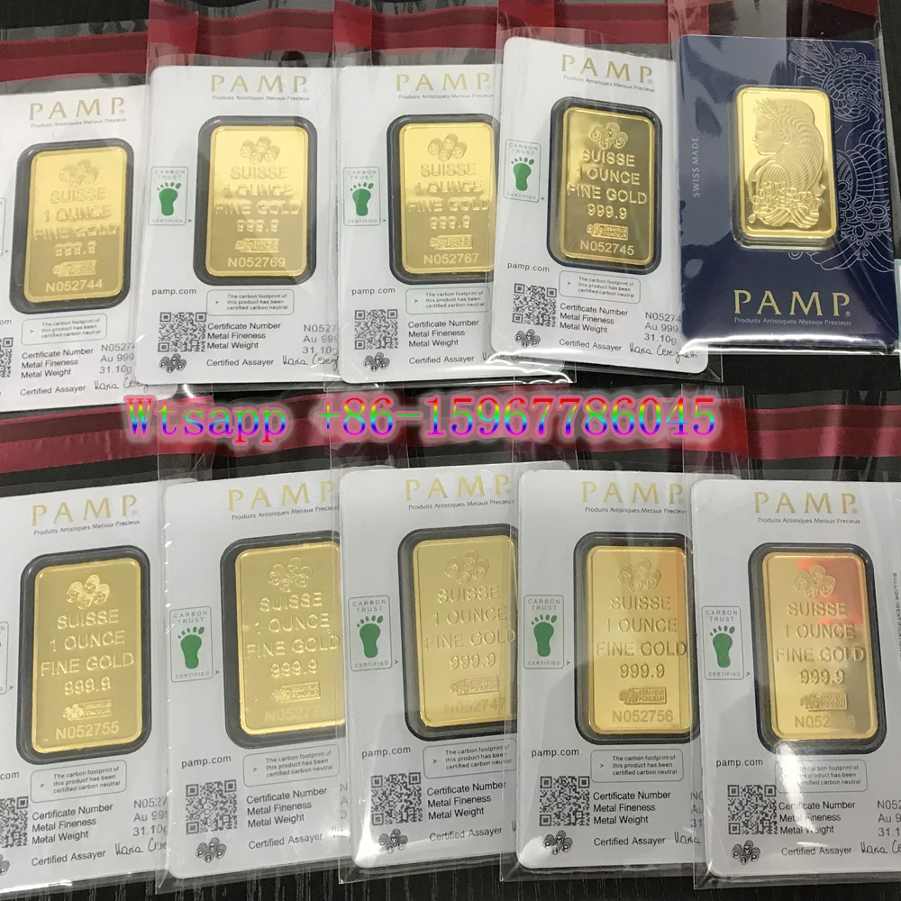 1oz Suiza Barra de Oro Barra de Plata PAMP Suiza Señora Réplica Bullion Regalos de Moneda de Oro