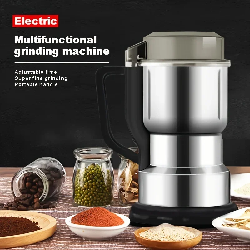 Compact Multi-Purpose  Grinder - 12500 RPM High-Efficiency for Coffee and Grains, 110-130V with  Plug