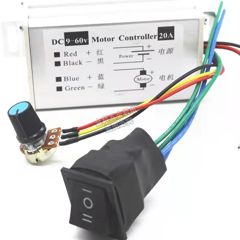 PWM pulse width DC motor 775 motor governor 20A forward and reverse stepless variable speed controller metal shell