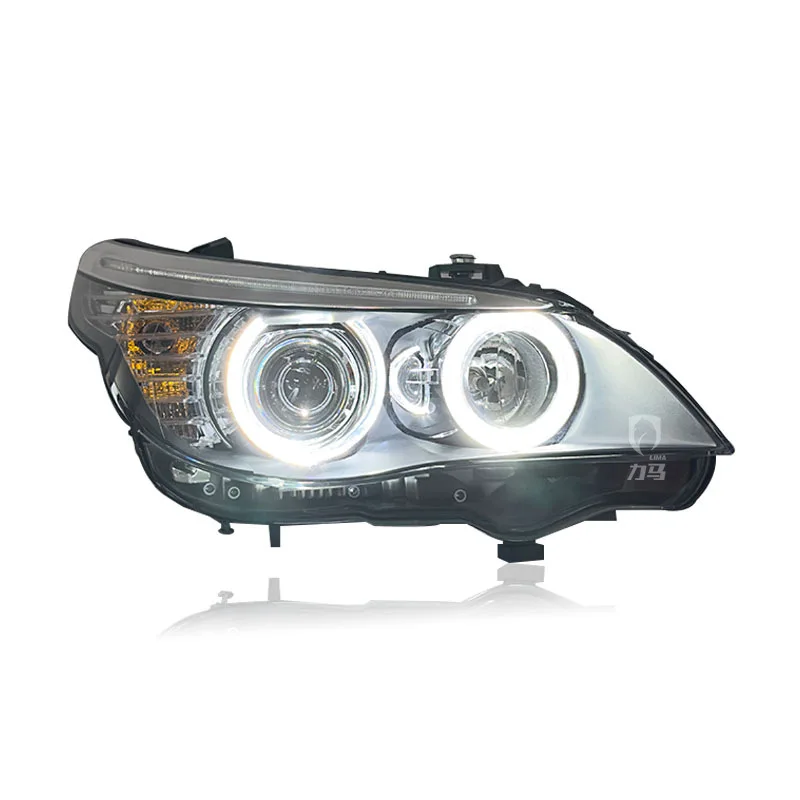 -For Tianxi Upgraded 20W LED Headlight Assembly for 5 Series E60 2001-2010 Blue Eyebrow Edition LED DRL Sequential Turn Signal^