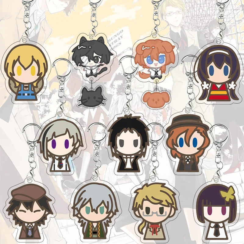 Bungo Stray Dogs Acrylic Keychain Decor Accessories Backpack Pendant Exquisite Hanging Ornament Game Keyring Props Birthday Gift