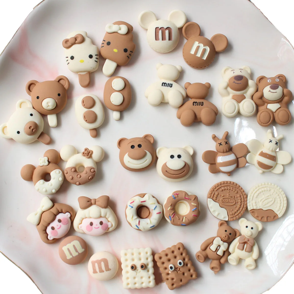 100pcs/lot Resin Cat Cake Snack Ice Cream Bear 3D patches diy decoration crafts phone hair accessories wholesale