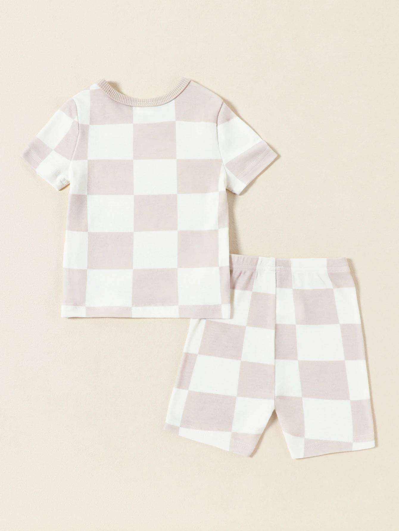 

Baby Boy Plaid Short-Sleeved T-Shirt and Shorts Set