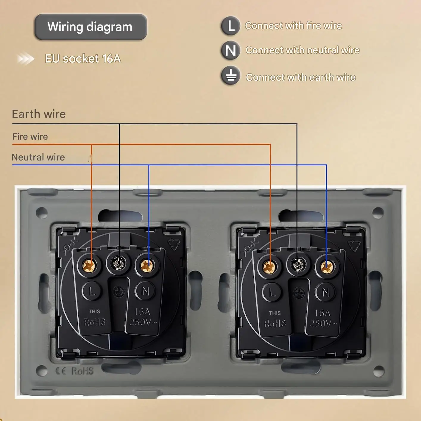UBARO  EU  Socket Wall Socket Tempered Glass Panel 16A Safety Child Lock Power Outlet With Iron Bracket 157*86mm