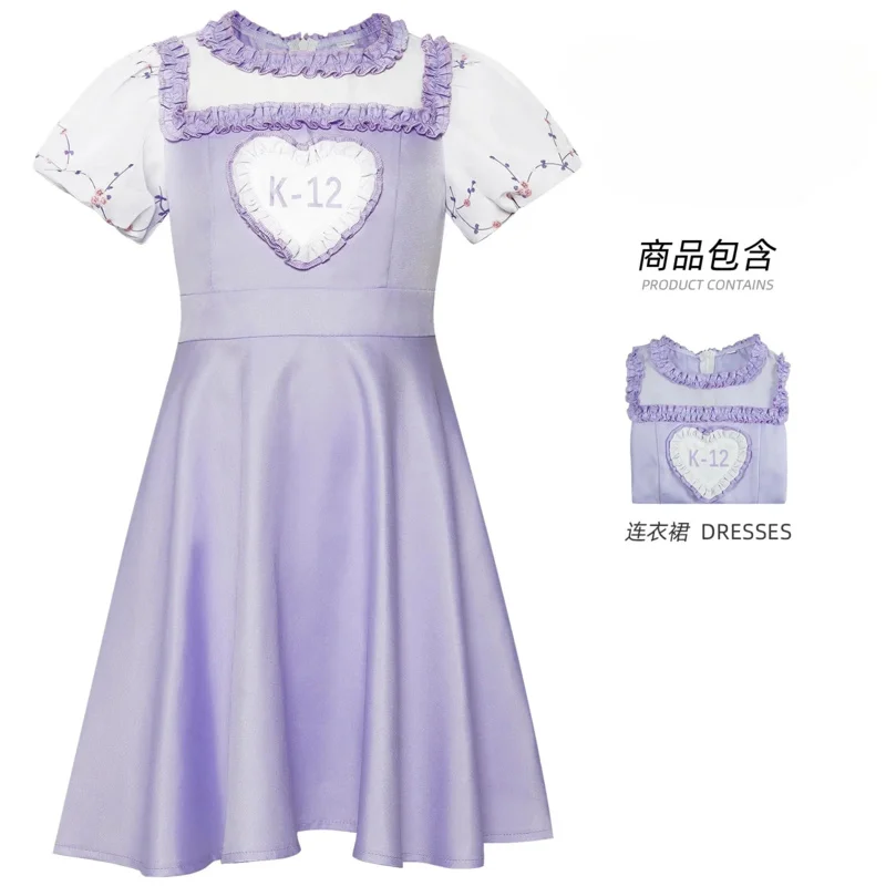 CyMovie K12 Crybaby Angelita Cosplay Costume Women's Pink Purple Dress Melanie Martinez Sweet Outfit for Girls Halloween Costume
