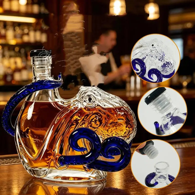 

For Barware Home Party Decor Gift Glass Decanter Handmade Octopus Glass Decanter Unique Rum Bottle