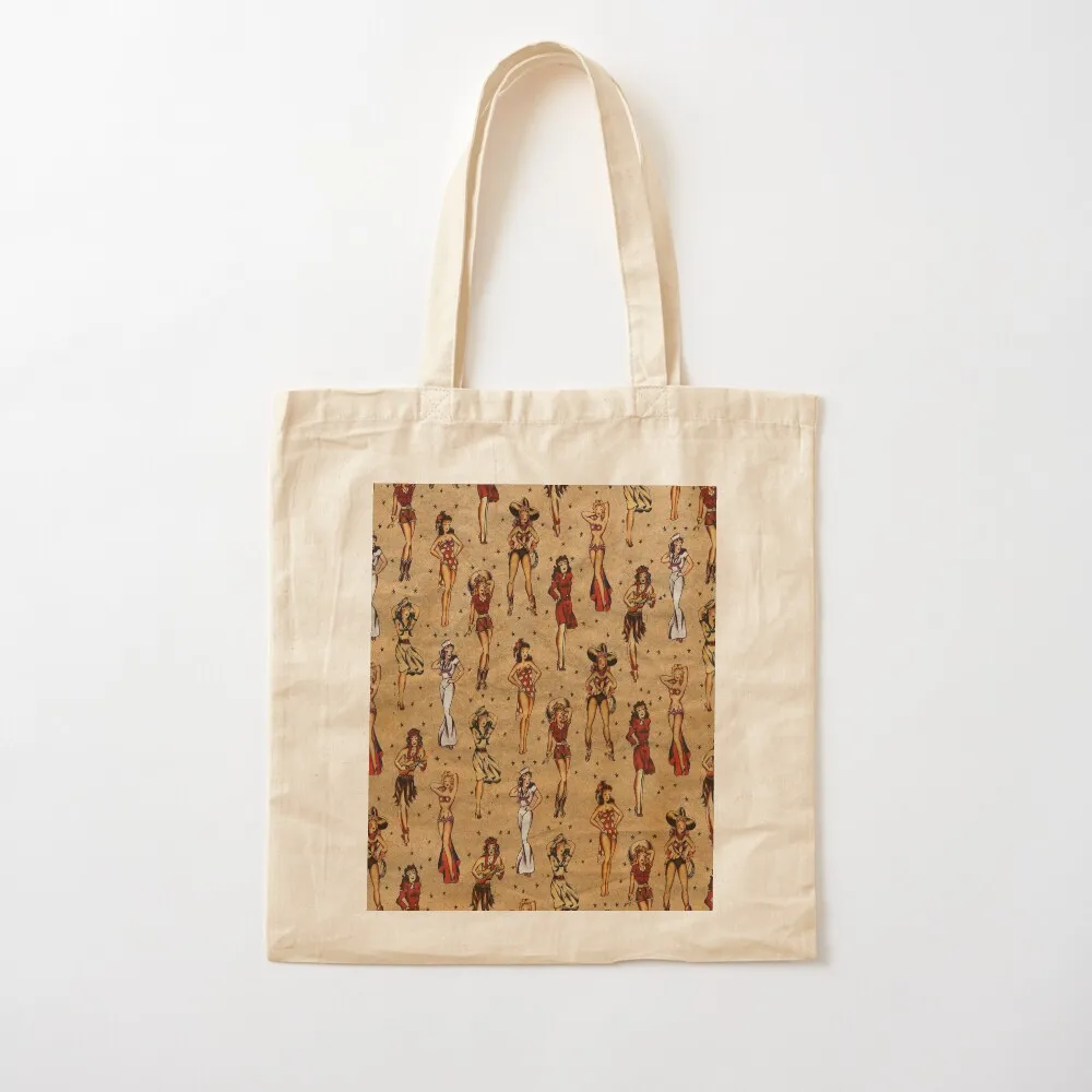 Vintage pin up girls tattoos Tote Bag Fabric bag canvas tote bag eco folding 2