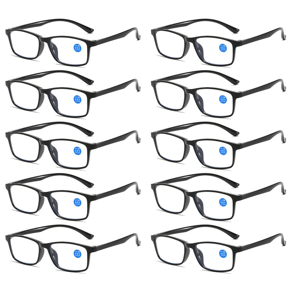 10 Pack Anti Blue Light Reading Glasses a Lot for Men Women Reader Eyewear Black Frame TR90 Cheap Presbyopic Glass +0.00 - 4.00