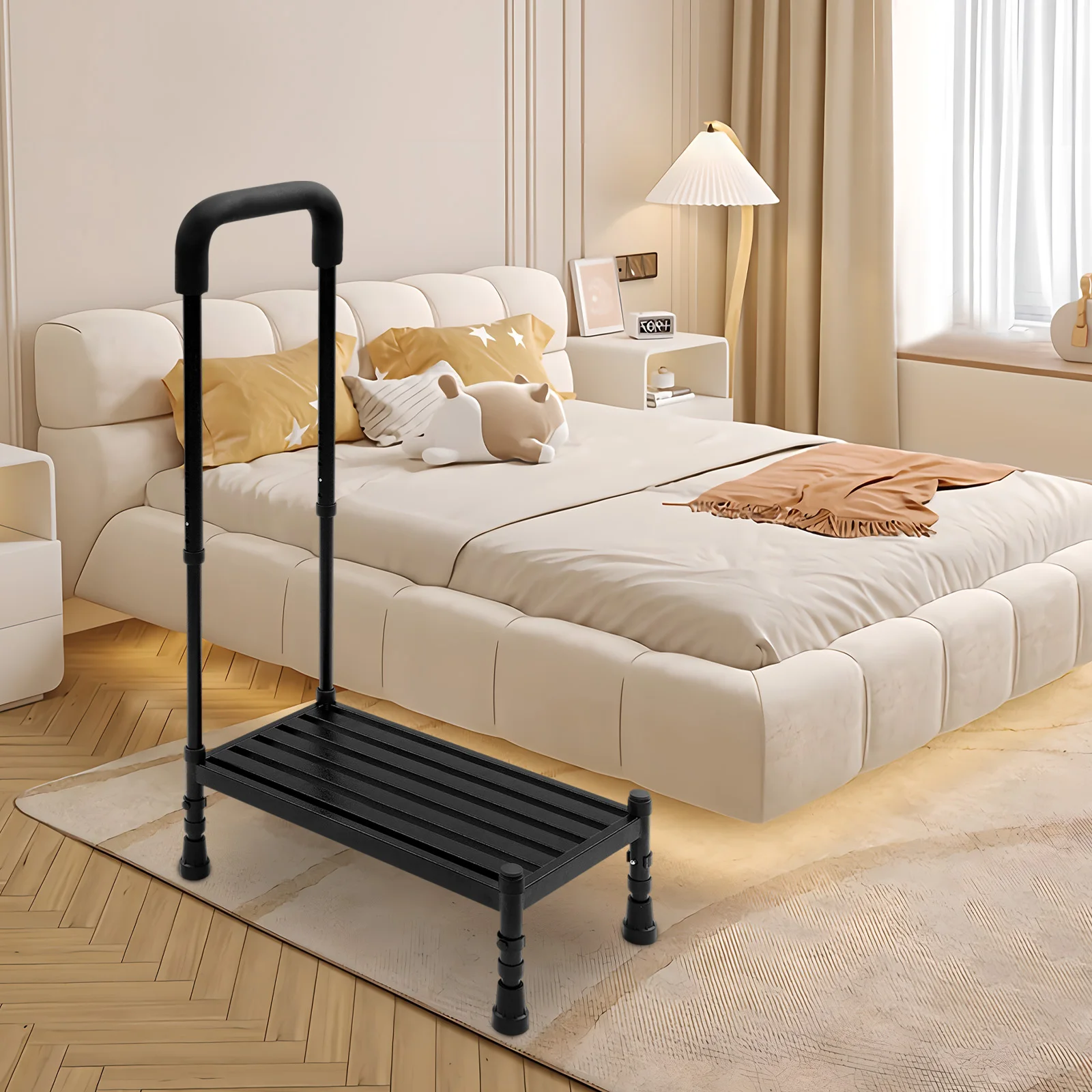 أسود الكربون الصلب 99 سنتيمتر عالية خطوة واحدة مقعد مع درابزين قابل للتعديل عدم الانزلاق البراز داخلي مساعد تسلق البراز