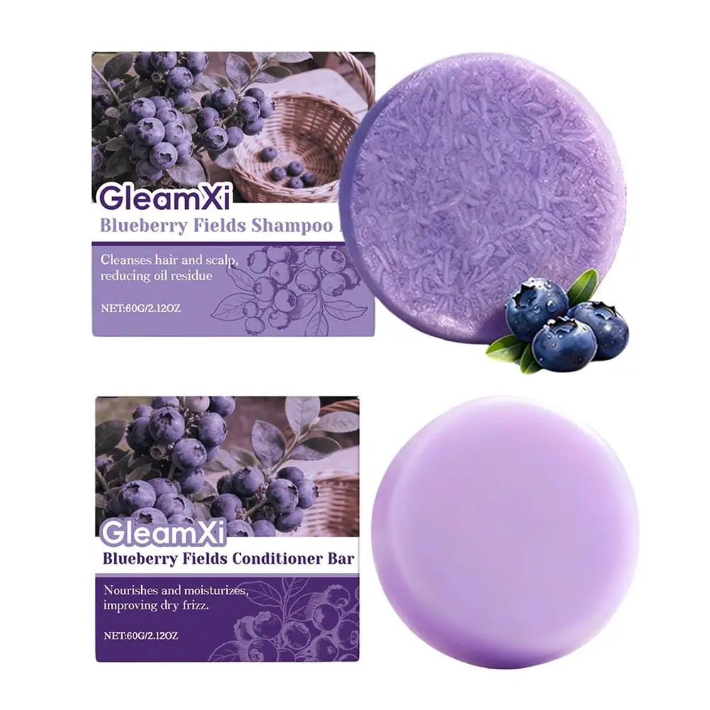 

Blueberry Fields Shampoo & Conditioner Bundle Bars Strengthen & Norish Hair, Gentle Moisturizing Scalp Dry & Damaged Hair Care