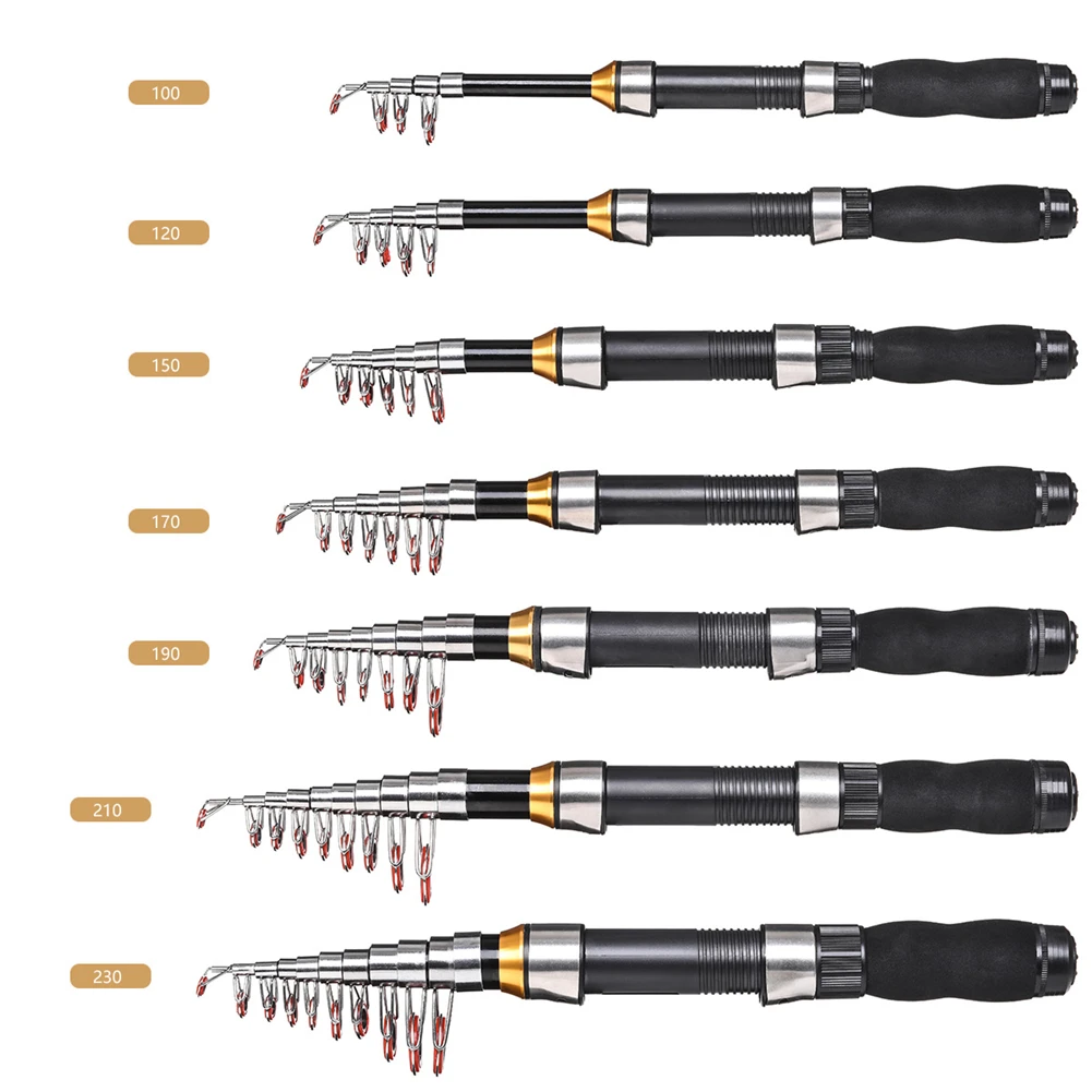 1/1.2 // 1.5/1.7/1.9/2.1/2.3 متر تلسكوبي الصيد رود ألياف الكربون قضيب القطب الغزل بكرة إغراء الصيد رود معالجة الملحقات