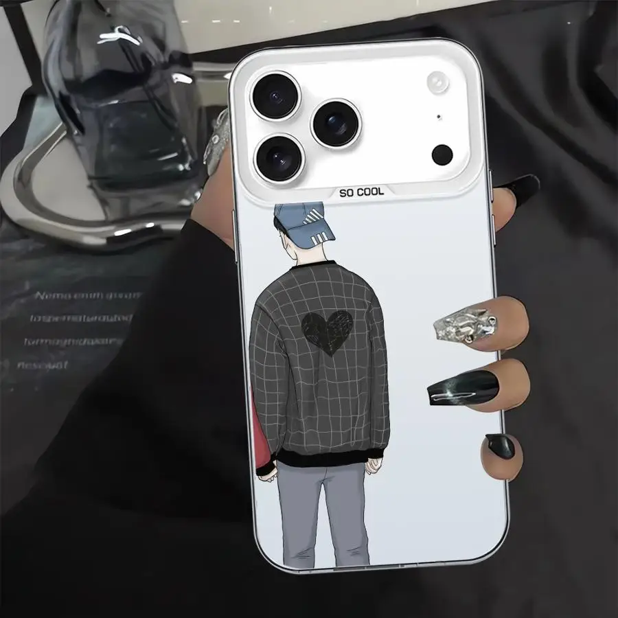 เคสโทรศัพท์ลายคู่รักด้านหลัง สำหรับ iPhone XR 16 17 Pro Max 13 12 11 14 XS 16e 17Air 15 Plus