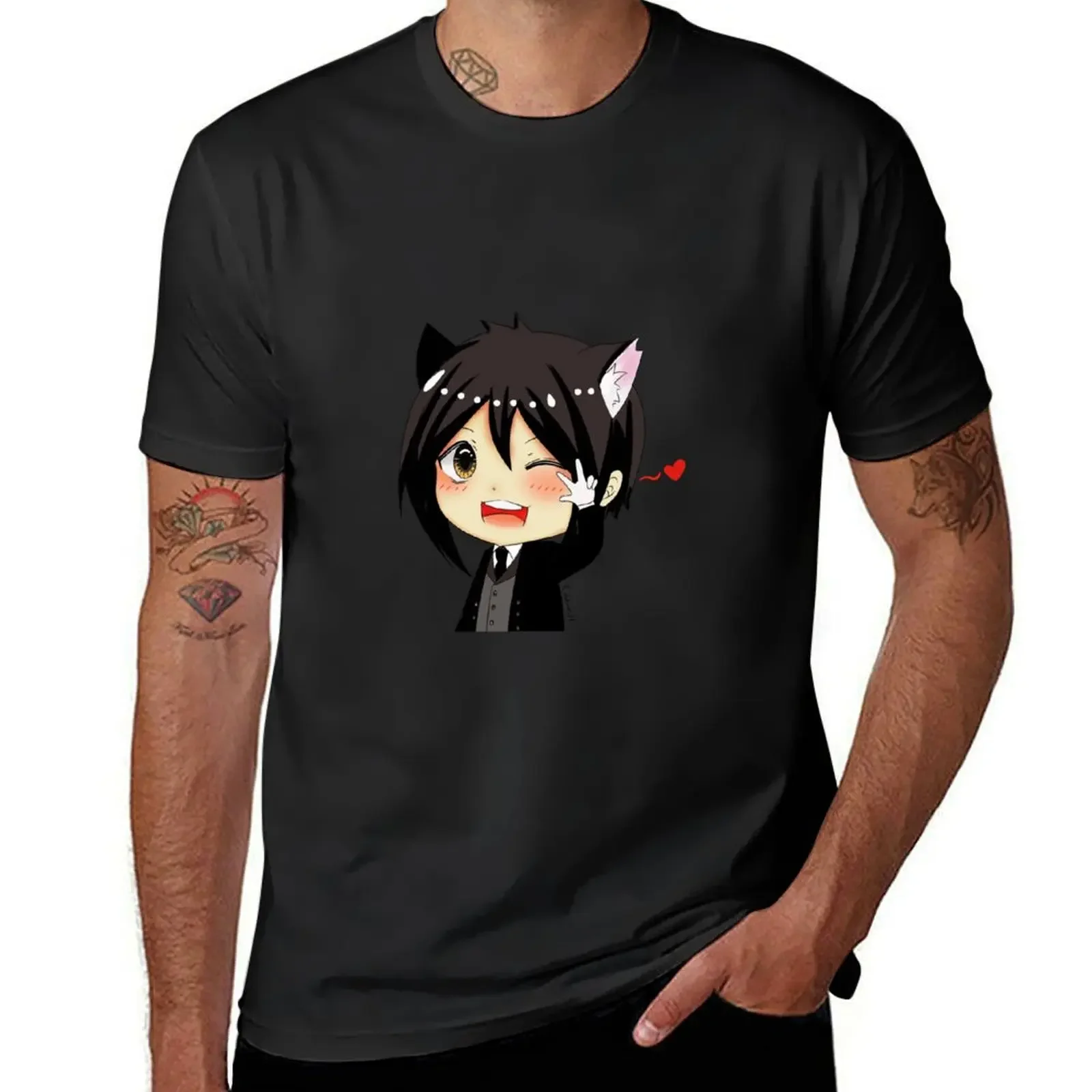 Chibi Sebastian Michaelis T-Shirt vintage anime shirt vintage man t shirt Short sleeve tee mens clothing