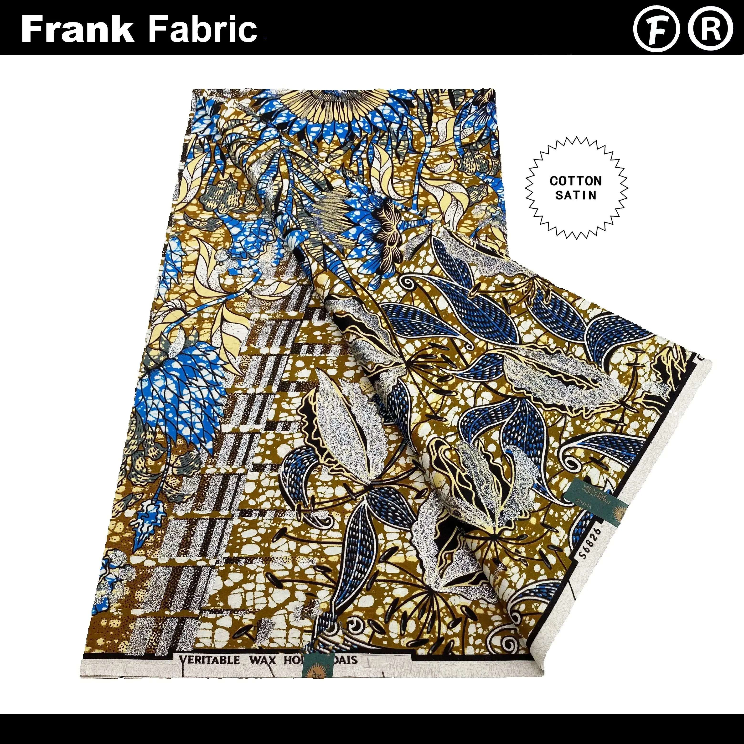 

Certified Grand Super African Wax Original Fabric From Holland 6 Yards Dutch African Fabric For Dress With QR Code VLSG2508.147