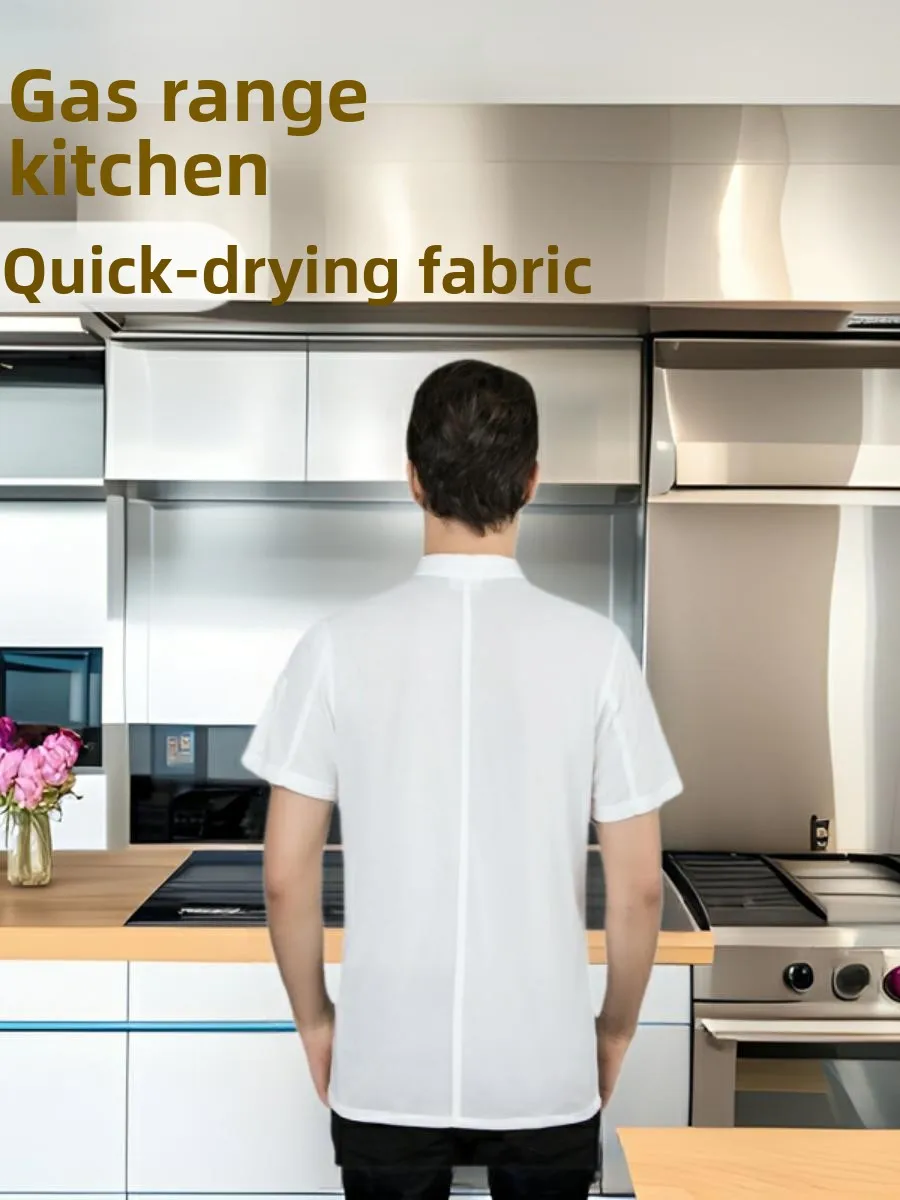 

Men's Breathable Me Chef's Apron ort Sve Kitchen Work orm Fast Food Restaurant Western Cuisine Summer Outfit