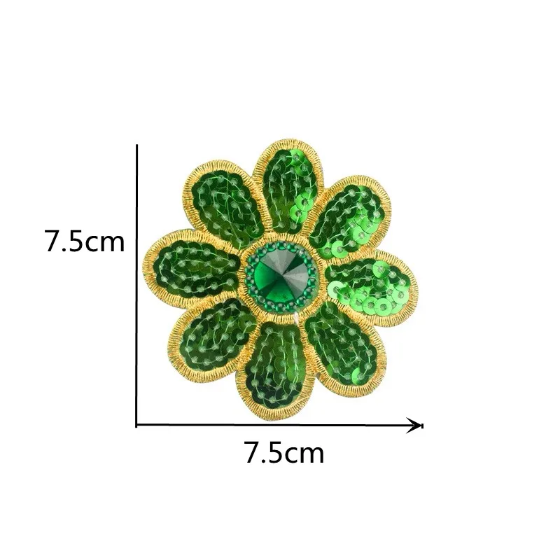 2PCS/Lot 7.5cm Glitter Flower Patch DIY Iron On Stickers for Sweater Dress Shirt Sewing Fabric Appliques Handmade Badge