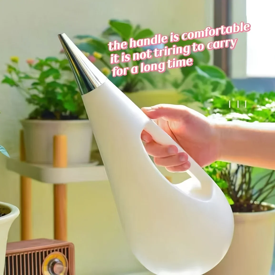 Long Spout Watering Can Large Capacity Plastic Watering Pot with Ergonomic Handle for Houseplants Garden Flowers Succulents