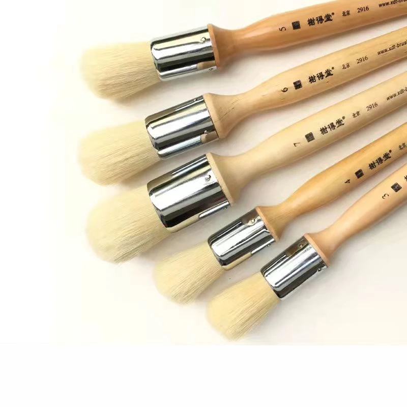 

Bristle Hair Paint Brush Set High Elasticity Oil Painting Large Round Acrylic Painting Brush Wall Painting Brushes Supplies Etui