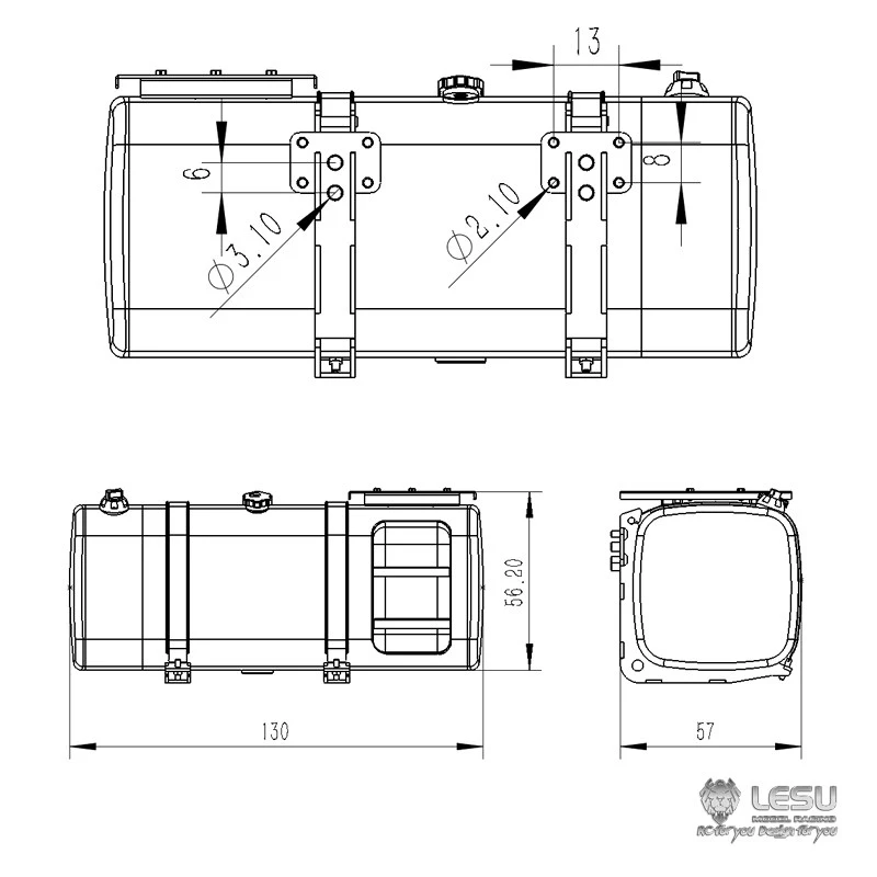 RC 1/14 Simulations-Set mit Pedal, Kraftstofftank und Harnstoffbehälter für Tamiya Hydraulikbagger, Lader, Muldenkipper, DIY-Teile – Detail 2