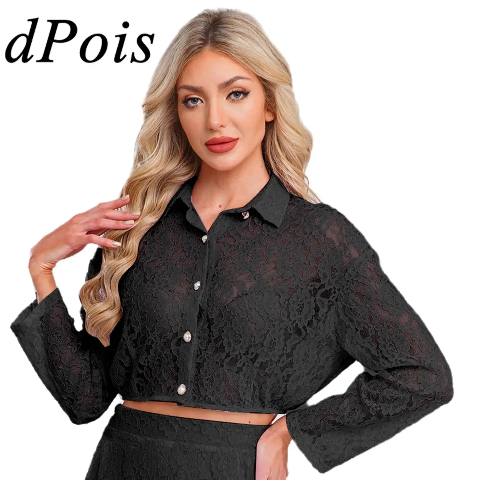 

Рубашка женская в стиле пэчворк, кружевная блузка с цветочным принтом, рубашки на пуговицах спереди с лацканами и длинными рукавами для свадебной вечеринки, банкета, женские топы