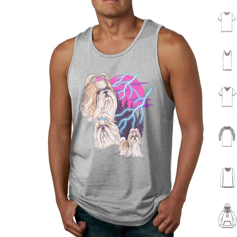 Lightning Shih Tzu Tank Tops Print Cotton Shihtzu Shih Tzu Dog Dogs Puppy Lightning Fancy Metal 80s Retro Rad Nature